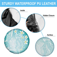 Polynesian Jellyfish Spare Tire Cover With Plumeria Teal LT05 - Polynesian Pride