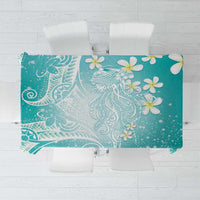 Polynesian Jellyfish Tablecloth With Plumeria Teal LT05 Teal - Polynesian Pride