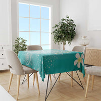 Polynesian Jellyfish Tablecloth With Plumeria Teal LT05 - Polynesian Pride