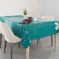 Polynesian Jellyfish Tablecloth With Plumeria Teal LT05 - Polynesian Pride