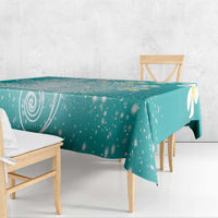 Polynesian Jellyfish Tablecloth With Plumeria Teal LT05 - Polynesian Pride