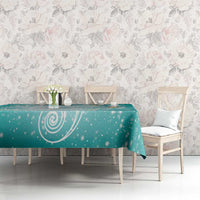Polynesian Jellyfish Tablecloth With Plumeria Teal LT05 - Polynesian Pride