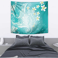 Polynesian Jellyfish Tapestry With Plumeria Teal LT05 - Polynesian Pride