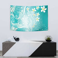 Polynesian Jellyfish Tapestry With Plumeria Teal LT05 - Polynesian Pride