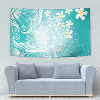 Polynesian Jellyfish Tapestry With Plumeria Teal LT05 - Polynesian Pride
