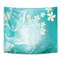 Polynesian Jellyfish Tapestry With Plumeria Teal LT05 - Polynesian Pride