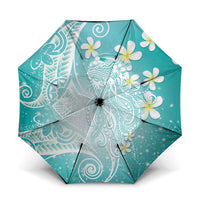 Polynesian Jellyfish Umbrella With Plumeria Teal LT05 One Size Folded 11.42 inch Opened Diameter 37.4 inch Teal - Polynesian Pride
