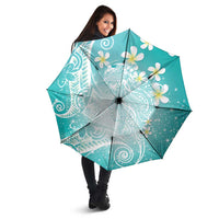 Polynesian Jellyfish Umbrella With Plumeria Teal LT05 - Polynesian Pride