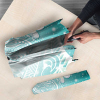 Polynesian Jellyfish Umbrella With Plumeria Teal LT05 - Polynesian Pride