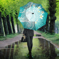 Polynesian Jellyfish Umbrella With Plumeria Teal LT05 - Polynesian Pride