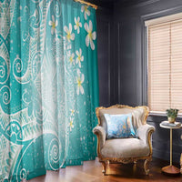 Polynesian Jellyfish Window Curtain With Plumeria Teal LT05 - Polynesian Pride