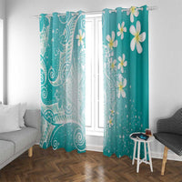 Polynesian Jellyfish Window Curtain With Plumeria Teal LT05 With Grommets Teal - Polynesian Pride