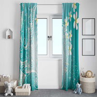 Polynesian Jellyfish Window Curtain With Plumeria Teal LT05 - Polynesian Pride