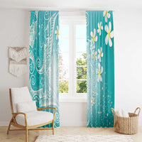 Polynesian Jellyfish Window Curtain With Plumeria Teal LT05 - Polynesian Pride