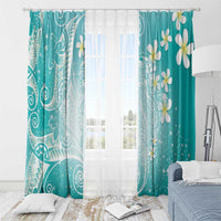 Polynesian Jellyfish Window Curtain With Plumeria Teal LT05 - Polynesian Pride