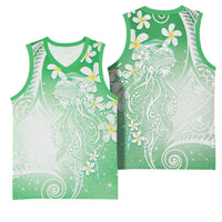 Polynesian Jellyfish Basketball Jersey With Plumeria Green