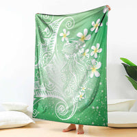 Polynesian Jellyfish Blanket With Plumeria Green