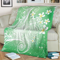 Polynesian Jellyfish Blanket With Plumeria Green