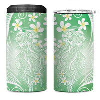 Polynesian Jellyfish 4 in 1 Can Cooler Tumbler With Plumeria Green