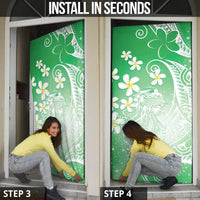 Polynesian Jellyfish Door Cover With Plumeria Green