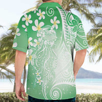 Polynesian Jellyfish Hawaiian Shirt With Plumeria Green