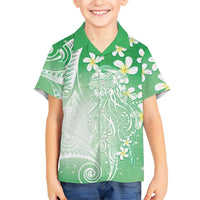 Polynesian Jellyfish Hawaiian Shirt With Plumeria Green