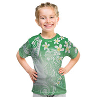 Polynesian Jellyfish Kid T Shirt With Plumeria Green