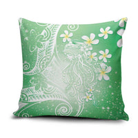 Polynesian Jellyfish Pillow Cover With Plumeria Green LT05 Green - Polynesian Pride