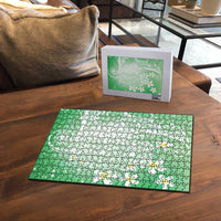 Polynesian Jellyfish Puzzle With Plumeria Green