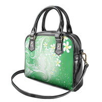 Polynesian Jellyfish Shoulder Handbag With Plumeria Green