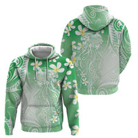 Polynesian Jellyfish Zip Hoodie With Plumeria Green