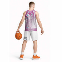 Polynesian Jellyfish Basketball Jersey With Plumeria Pink