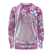 Polynesian Jellyfish Long Sleeve Shirt With Plumeria Pink