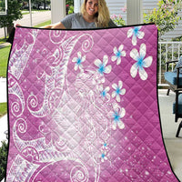Polynesian Jellyfish Quilt With Plumeria Pink