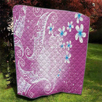 Polynesian Jellyfish Quilt With Plumeria Pink