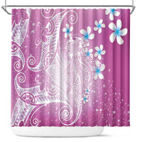 Polynesian Jellyfish Shower Curtain With Plumeria Pink LT05 Pink - Polynesian Pride