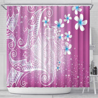 Polynesian Jellyfish Shower Curtain With Plumeria Pink LT05 - Polynesian Pride