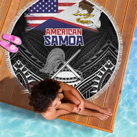 American Samoa Flag Day Beach Blanket Bald Eagle With Polynesian Pattern