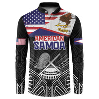 American Samoa Flag Day Button Sweatshirt Bald Eagle With Polynesian Pattern