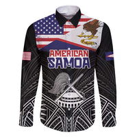 American Samoa Flag Day Family Matching Short Sleeve Bodycon Dress and Hawaiian Shirt Bald Eagle With Polynesian Pattern