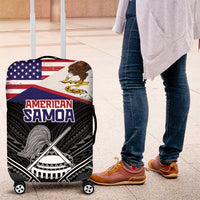 American Samoa Flag Day Luggage Cover Bald Eagle With Polynesian Pattern