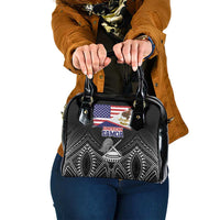 American Samoa Flag Day Shoulder Handbag Bald Eagle With Polynesian Pattern