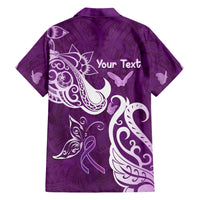 Personalised Fibromyalgia Awareness Hawaiian Shirt Polynesian Purple Ribbon LT05 - Polynesian Pride