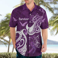 Personalised Fibromyalgia Awareness Hawaiian Shirt Polynesian Purple Ribbon LT05 - Polynesian Pride