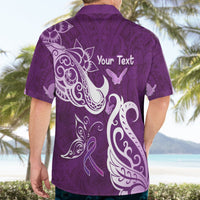Personalised Fibromyalgia Awareness Hawaiian Shirt Polynesian Purple Ribbon LT05 - Polynesian Pride