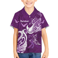 Personalised Fibromyalgia Awareness Hawaiian Shirt Polynesian Purple Ribbon LT05 - Polynesian Pride