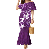 Personalised Fibromyalgia Awareness Mermaid Dress Polynesian Purple Ribbon LT05 Women Purple - Polynesian Pride