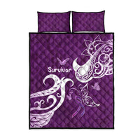 Fibromyalgia Awareness Quilt Bed Set Polynesian Purple Ribbon
