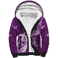Personalised Fibromyalgia Awareness Sherpa Hoodie Polynesian Purple Ribbon LT05 Unisex Purple - Polynesian Pride