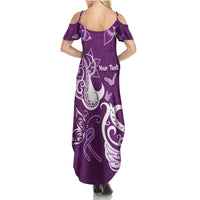 Personalised Fibromyalgia Awareness Summer Maxi Dress Polynesian Purple Ribbon LT05 - Polynesian Pride